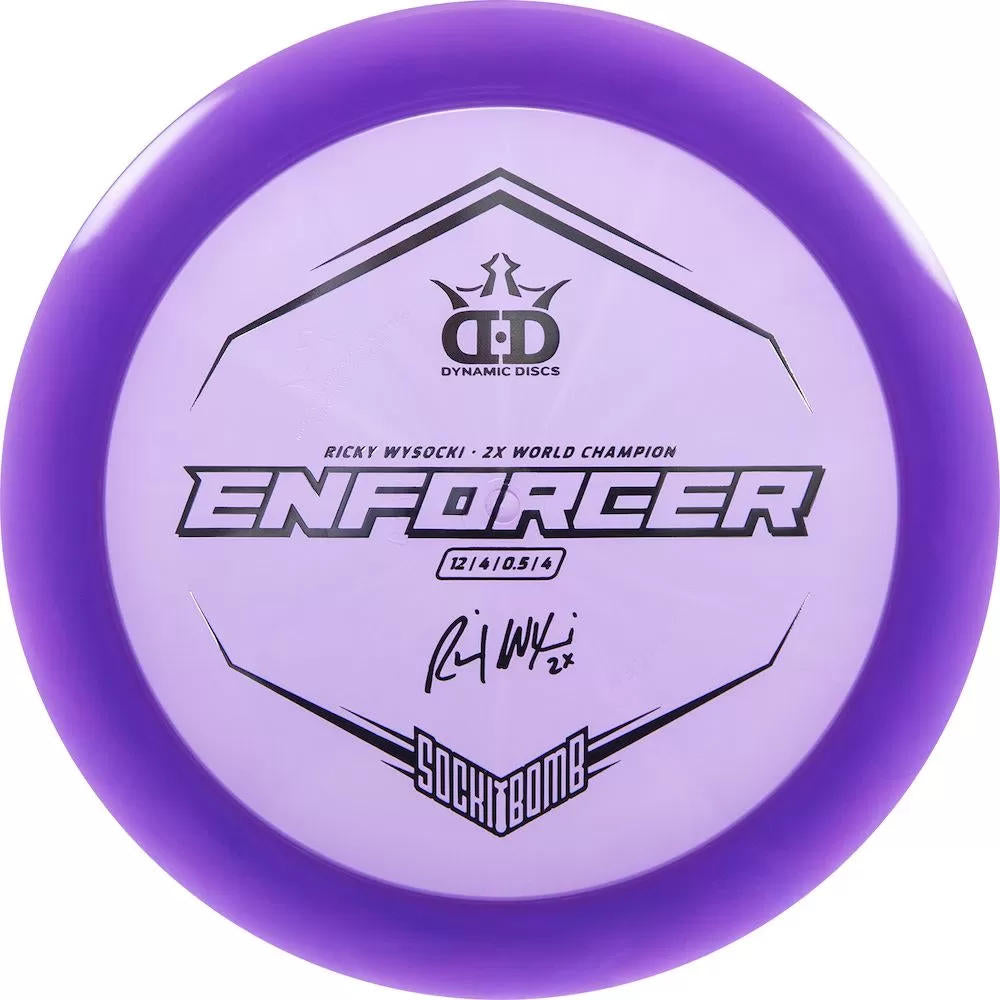 Dynamic Discs Lucid Enforcer Distance Driver with Ricky Wysocki - 2X World Champion - SockiBomb Stamp - Speed 12