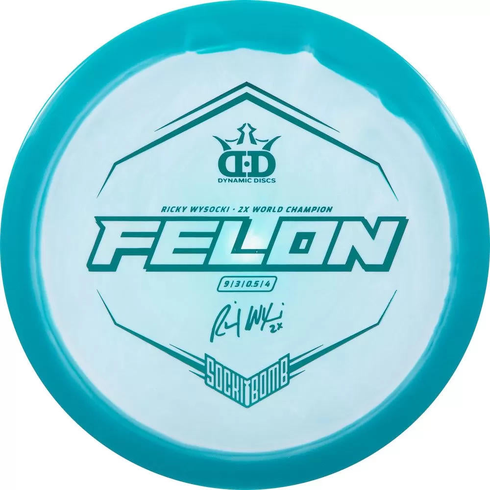 Dynamic Discs Fuzion Orbit Felon Fairway Driver with Ricky Wysocki - 2X World Champion - SockiBomb Stamp - Speed 9