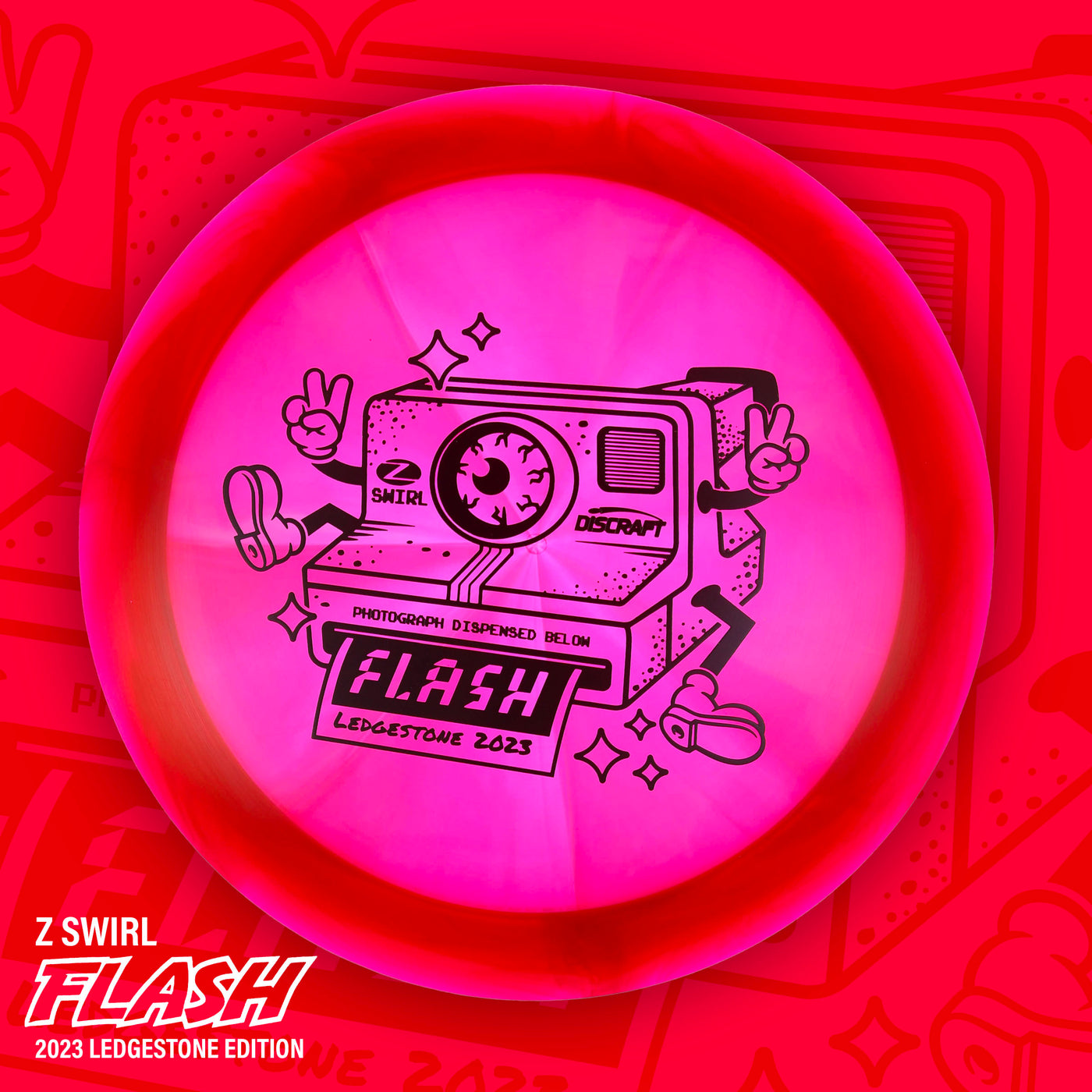 Discraft Elite Z Swirl Flash Distance Driver with 2023 Ledgestone Edition - Wave 1 Stamp - Speed 10