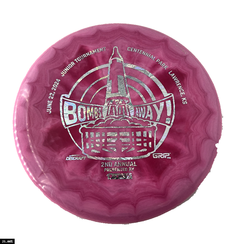 Discraft ESP Swirl Fierce Putter with Bombs Away Junior Tournament 2024 | Lawrence, KS | Presented by DZDiscs, Discraft, and GRIPeq w/ 2023 Discraft Tour Series Bottom Stamp Stamp - Speed 3