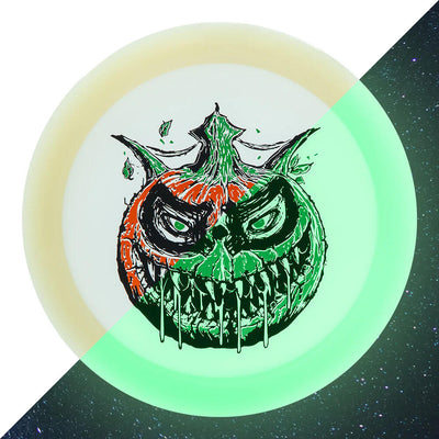 Dynamic Discs Lucid Moonshine Glow Captain Distance Driver with Scary Pumpkin with DD Crown - Triple Foil 2024 Stamp - Speed 13