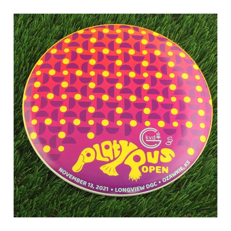 Discraft ESP SuperColor Buzzz with KVDGC 2021 Platypus Open - Longview - Ozawkie, KS Stamp