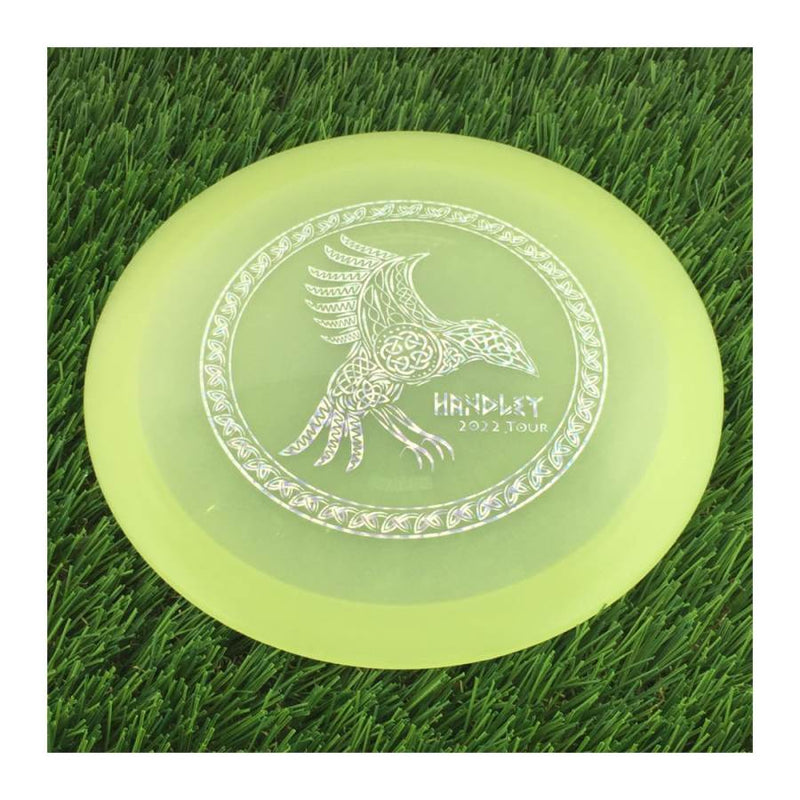 Dynamic Discs Lucid-X Moonshine Evader with Celtic Knot Raven - Holyn Handley 2022 Tour Stamp - 172g - Translucent Glow