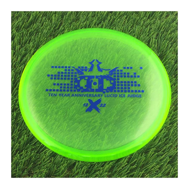 Dynamic Discs Lucid Ice Judge with Ten-Year Anniversary 2012-2022 Stamp - 172g - Translucent Green