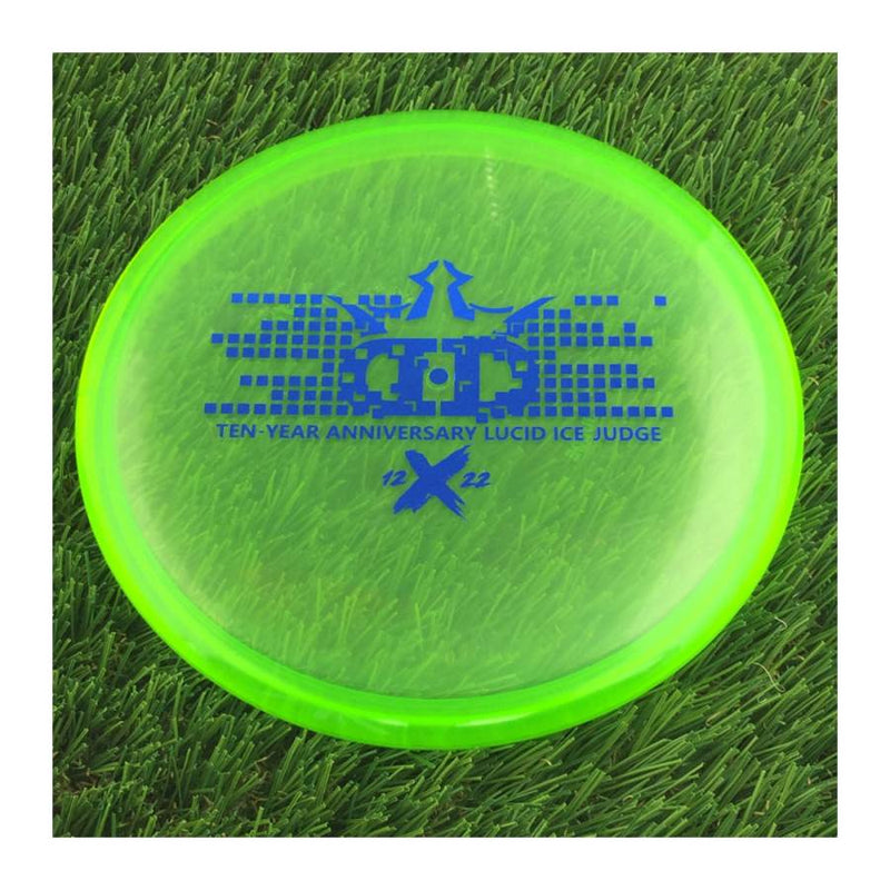 Dynamic Discs Lucid Ice Judge with Ten-Year Anniversary 2012-2022 Stamp - 172g - Translucent Green