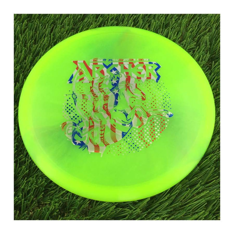 Discraft Elite Z Swirl Archer with 2023 Ledgestone Edition - Wave 2 Stamp - 176g - Translucent Neon Green