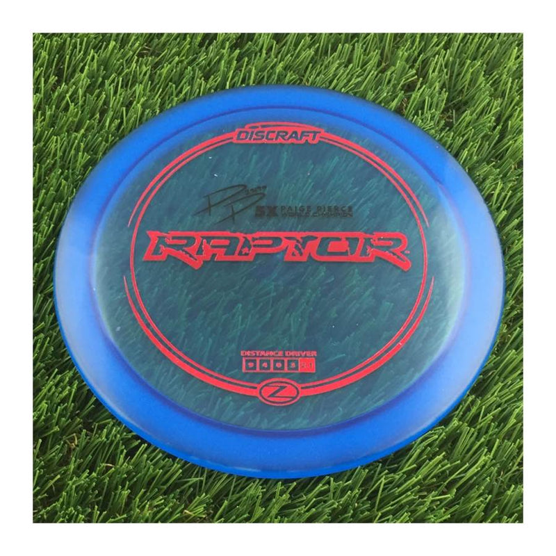 Discraft Elite Z Raptor with PP 29190 5X Paige Pierce World Champion Stamp - 169g - Translucent Blue