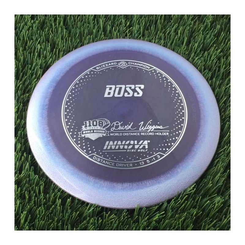 Innova Champion Blizzard Boss with 1108 Feet - David Wiggins - World Distance Record Holder Stamp - 158g - Translucent Purple