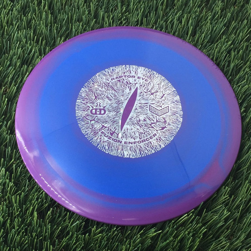 Dynamic Discs Fuzion Enforcer with Raptor Eye Sockibomb Stamp - 175g Blue