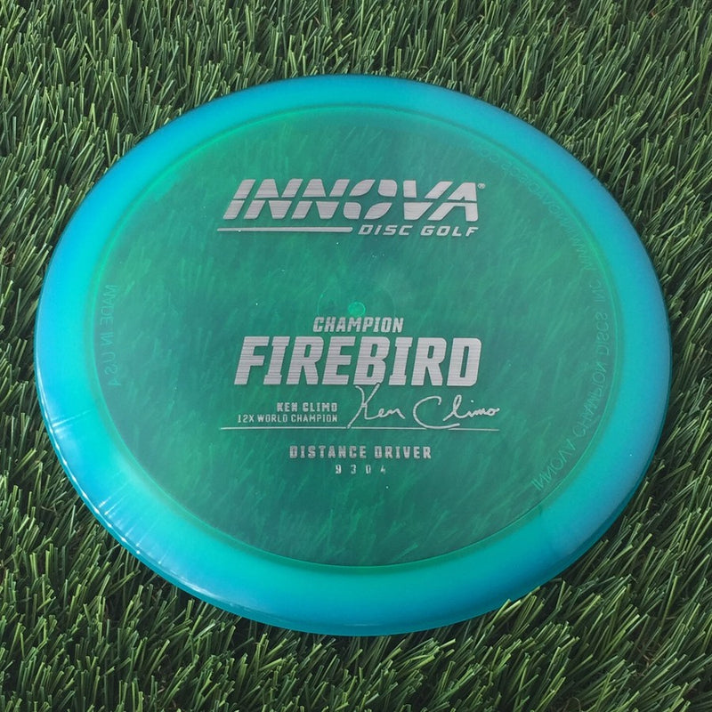 Innova Champion Firebird with Ken Climo 12X World Champion Signature Burst Logo Stock Stamp - 175g - Translucent Bluish Green