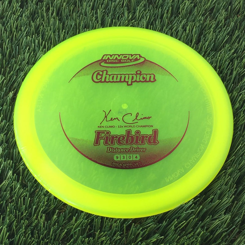 Innova Champion Firebird with Ken Climo - 12x World Champion New Stamp Stamp - 157g - Translucent Yellow