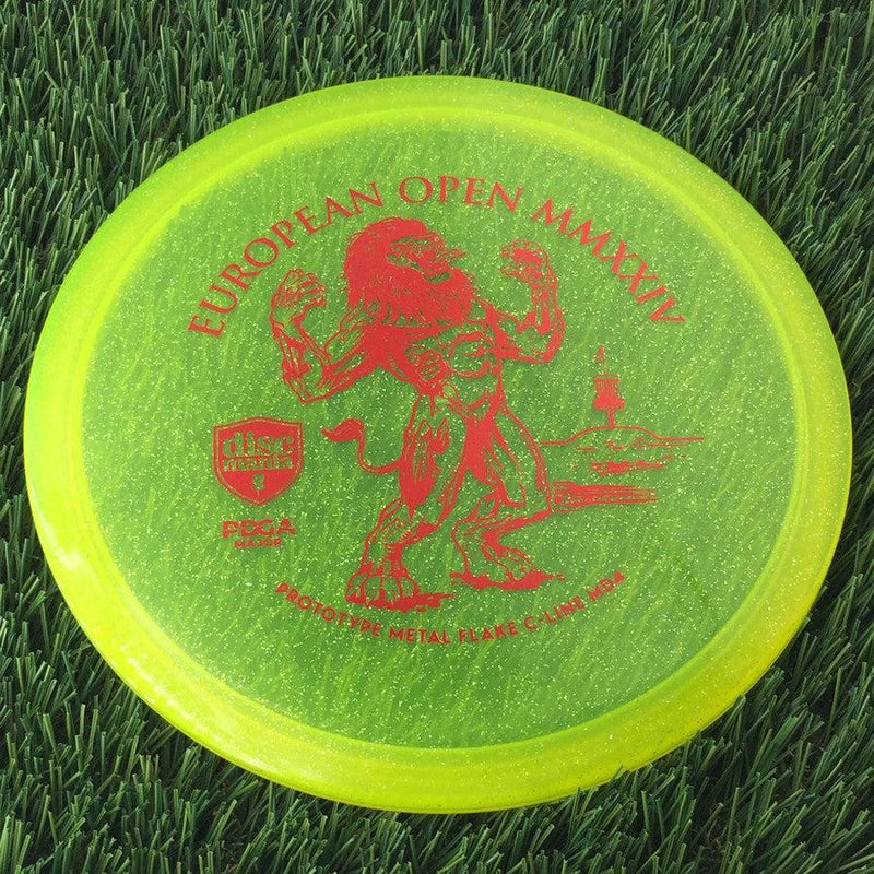 Discmania Italian C-Line Metal Flake MD4 with European Open MMXXIV | PDGA Major | EO2024 Fundraiser Prototype Stamp - 179g - Translucent Yellow