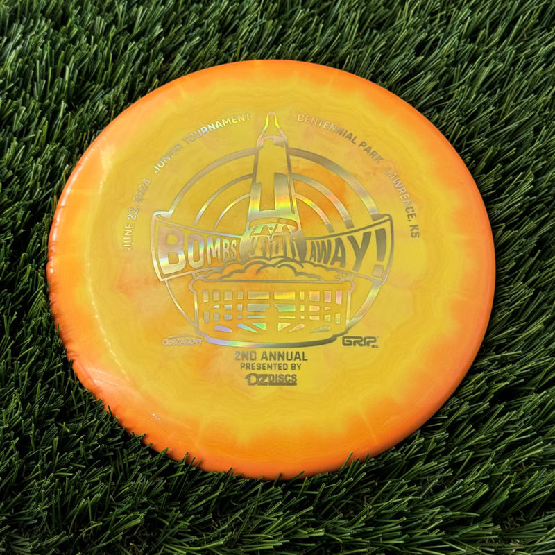 Discraft ESP Swirl Luna with Bombs Away Junior Tournament 2024 | Lawrence, KS | Presented by DZDiscs, Discraft, and GRIPeq w/ 2023 Discraft Tour Series Bottom Stamp Stamp - 172g Light Orange