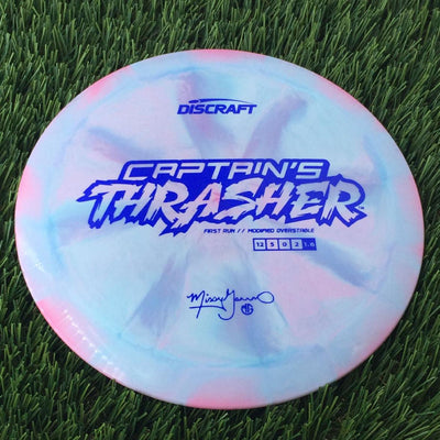 Discraft ESP Swirl Captain's Thrasher with First Run // Modified Overstable Missy Gannon Signature Stamp - 169g Bluish Pink