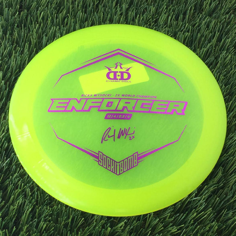 Dynamic Discs Lucid-X Enforcer with Ricky Wysocki - 2X World Champion - SockiBomb Stamp - 175g - Translucent Yellow