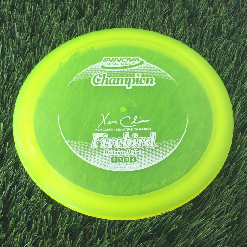 Innova Champion Firebird with Ken Climo - 12x World Champion New Stamp Stamp - 167g - Translucent Yellow