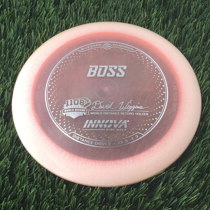 Innova Champion Blizzard Boss with 1108 Feet - David Wiggins - World Distance Record Holder Stamp - 157g - Translucent Pink