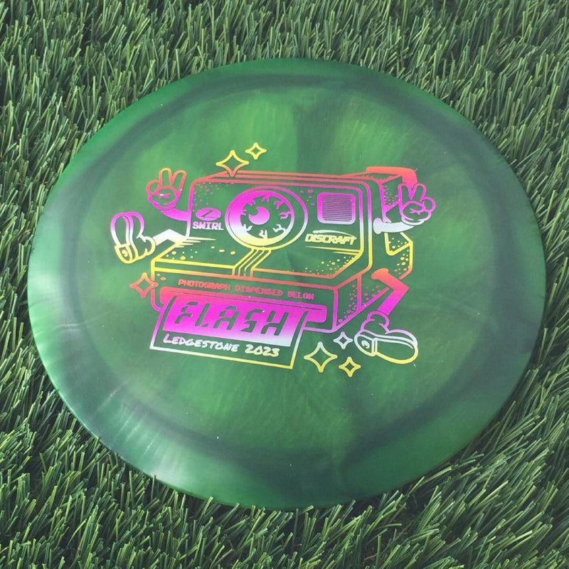 Discraft Elite Z Swirl Flash with 2023 Ledgestone Edition - Wave 1 Stamp - 172g - Translucent Dark Green