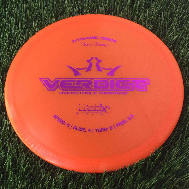 Dynamic Discs Lucid-X Glimmer Verdict with Chris Clemons Signature Team Series 2023 Stamp - 173g - Translucent Orange