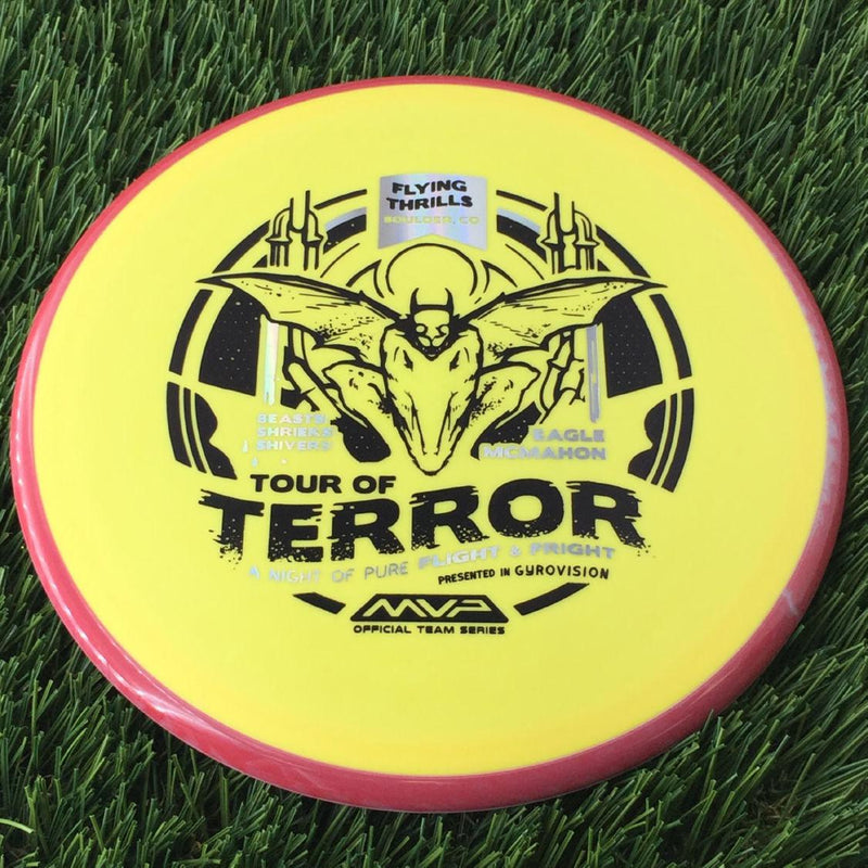 Axiom Fission Pyro with Flying Thrills in Bolder, CO presented by Gyrovision & Eagle McMahon - 2024 Halloween Tour of Terror Stamp - 177g Muted Yellow