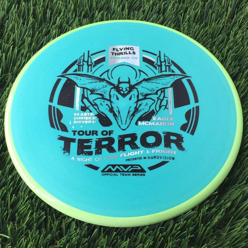 Axiom Fission Pyro with Flying Thrills in Bolder, CO presented by Gyrovision & Eagle McMahon - 2024 Halloween Tour of Terror Stamp - 178g Turquoise Blue