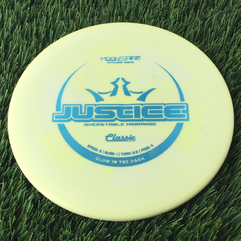 Dynamic Discs Classic Blend Moonshine Glow Justice with Glow in the Dark Stamp - 173g Pale Yellow