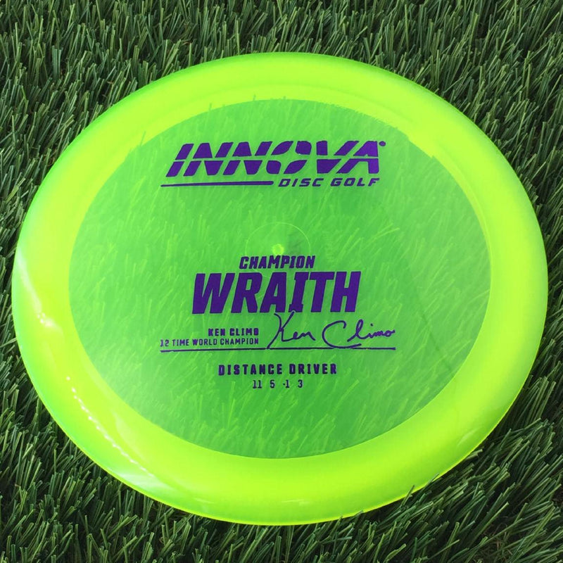 Innova Champion Wraith with Ken Climo 12 Time World Champion Burst Logo Stamp - 175g - Translucent Yellow