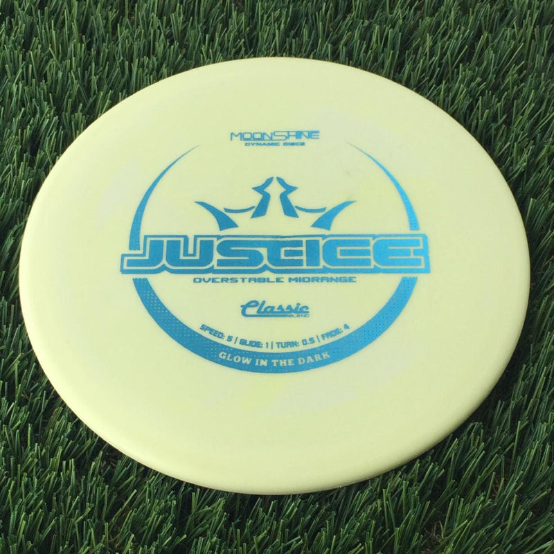 Dynamic Discs Classic Blend Moonshine Glow Justice with Glow in the Dark Stamp - 173g Pale Yellow