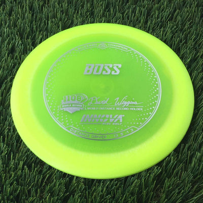 Innova Champion Blizzard Boss with 1108 Feet - David Wiggins - World Distance Record Holder Stamp - 133g - Translucent Yellow