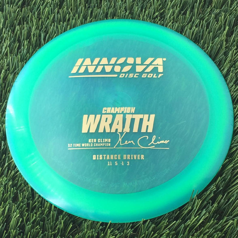 Innova Champion Wraith with Ken Climo 12 Time World Champion Burst Logo Stamp - 171g - Translucent Teal Blue