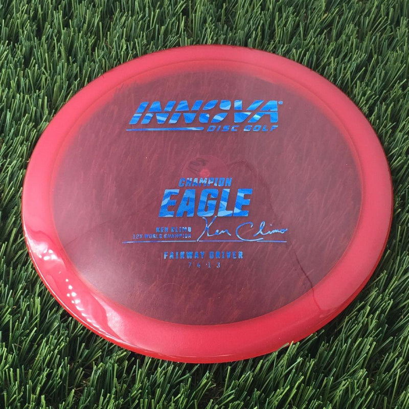 Innova Champion Eagle with Ken Climo 12X World Champion Signature Burst Logo Stock Stamp - 168g - Translucent Red