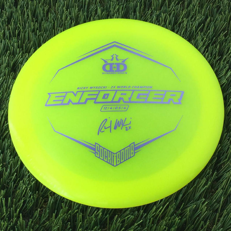 Dynamic Discs Lucid Enforcer with Ricky Wysocki - 2X World Champion - SockiBomb Stamp - 174g - Translucent Yellow