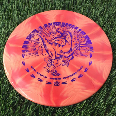 Dynamic Discs Supreme Burst Sockibomb Felon with Ricky Wysocki - Runnin' Raptor Stamp - 176g Orangish Red