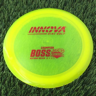 Innova Champion Boss with Burst Logo Stock 1108 Feet World Record Stamp - 175g - Translucent Yellow