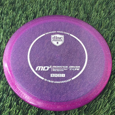 Discmania Italian C-Line Metal Flake MD3 Reinvented with 10 Year Anniversary Heirloom Design Stamp - 175g - Translucent Purple